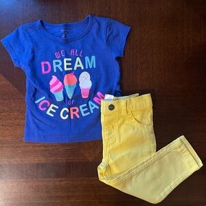 Carter’s | Summer Short Sleeve Yellow Pants Outfit | 18 mo